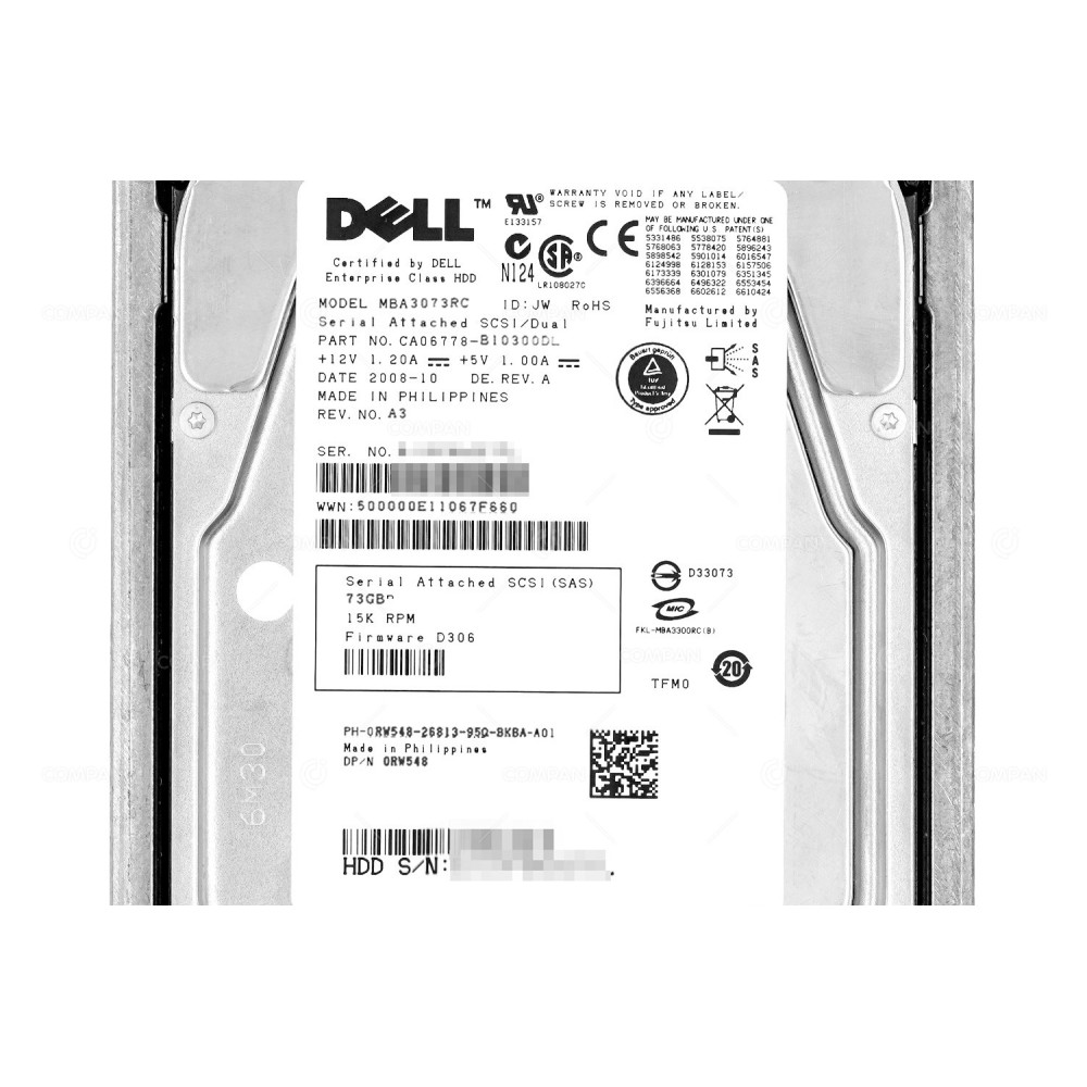RW548 DELL 73GB 15K 3G SAS 3.5 LFF HOT-SWAP